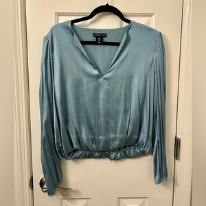 Silky blue long sleeve top